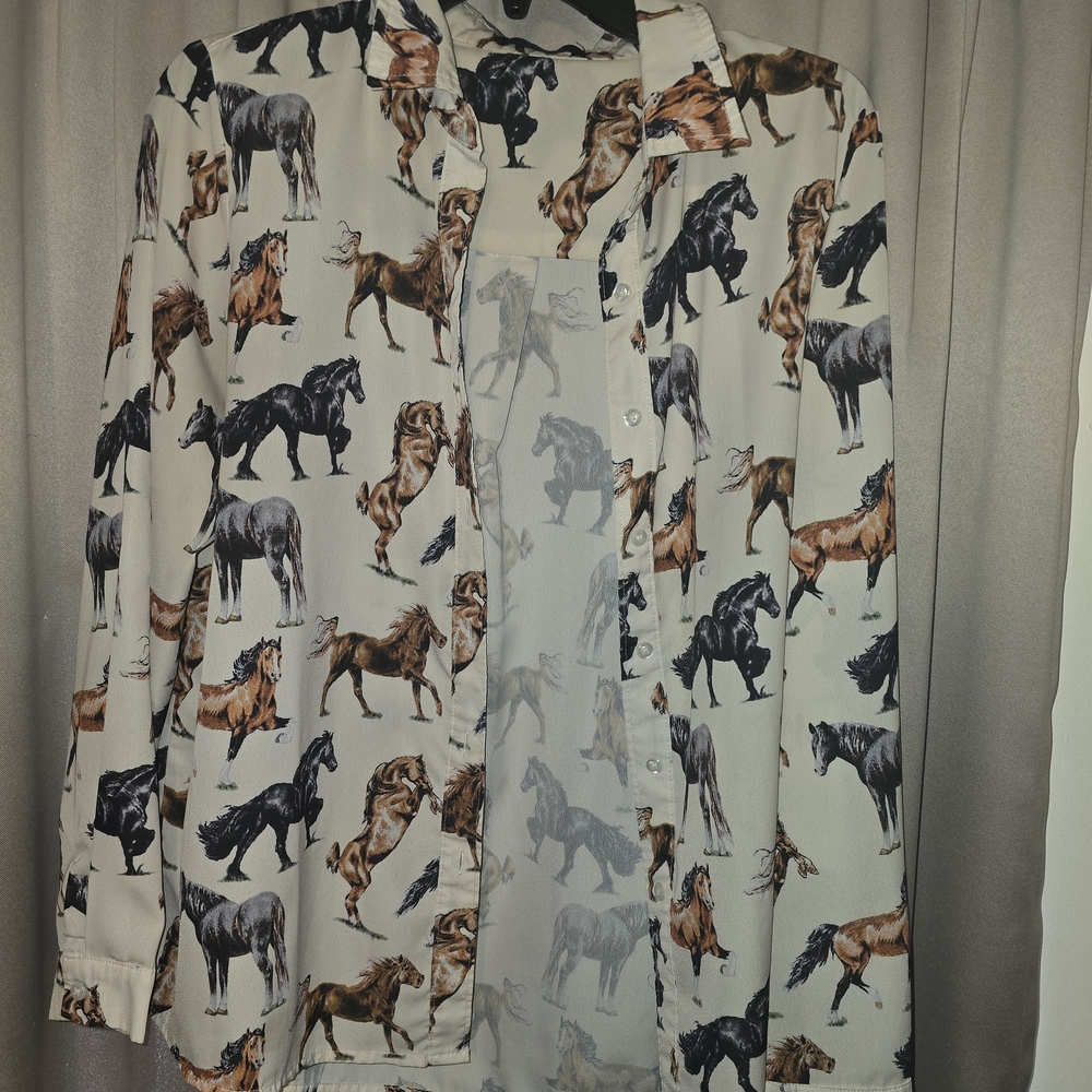 Equestrian Print Women's Blouse